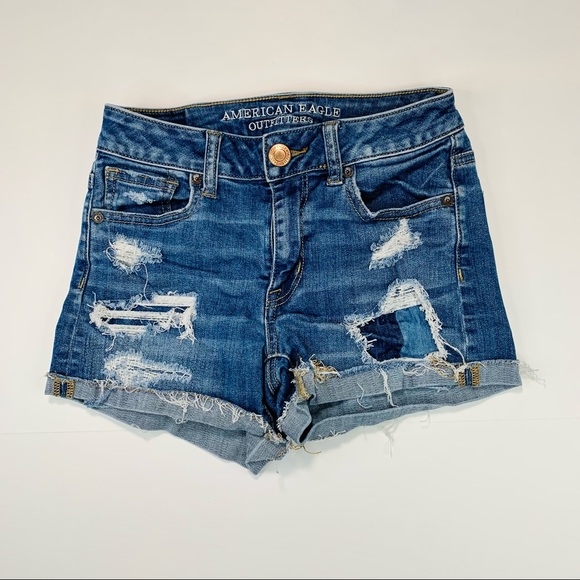 American Eagle Outfitters Pants - American Eagle jeans High rise Shortie jean shorts distressed women size 0